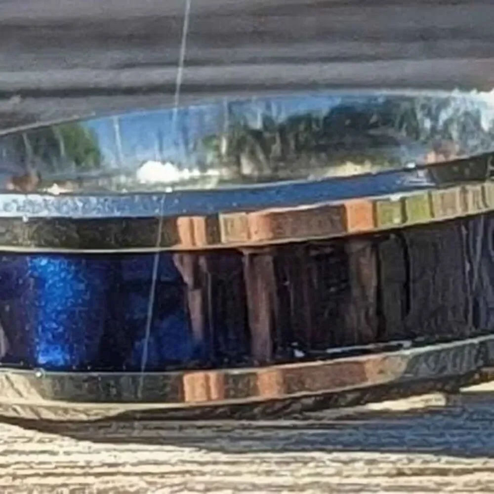 8mm Blue Opalescent Silver Stainless Steel Band Ring Size 9, 10, 12, 12.5, 13